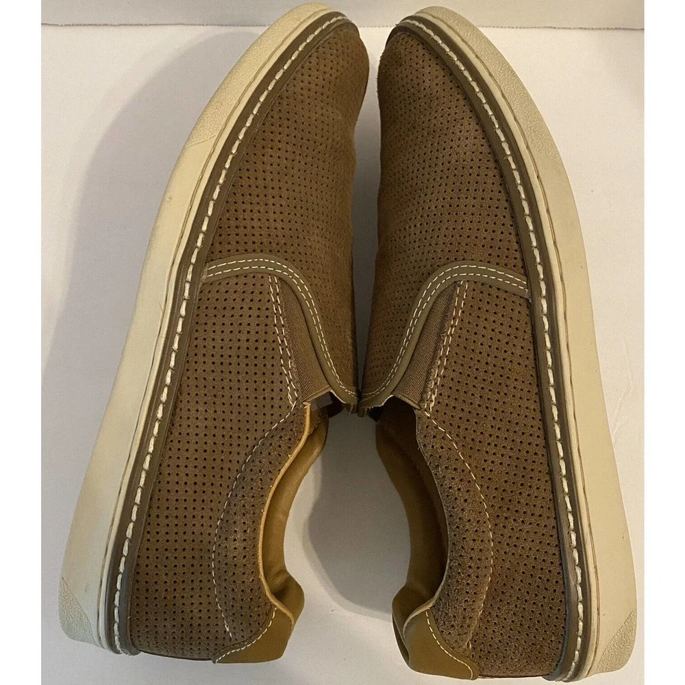 Joseph Abboud Mens Loafers Perforated Brown Suede Slip On Shoes - Picture 5 of 8